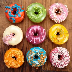 Donuts can be easily customized with the addition of colored icing and sprinkles. What's not to love?