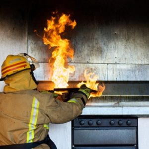 The kitchen is the most common source for house fires. If a grease fire occurs in your home, stifle it with a lid or baking soda.