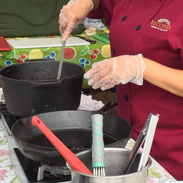 Escoffier School's culinary students served up some amazing bites to try, using only goodies found at the farmers market! Photo by: Texas Farmers' Market at Mueller.