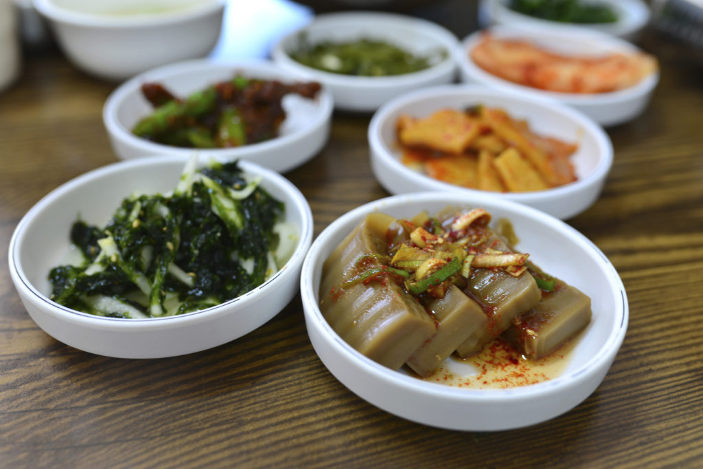 Bowls of Various Korean Fermented Vegetables