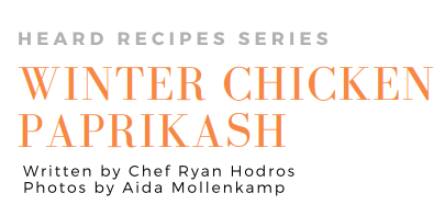 Winter chicken paprikash created by Escoffier chef mentors