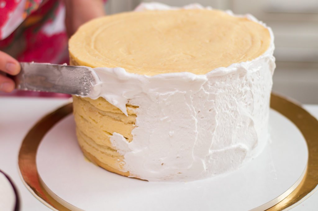 Decorating a cream cake