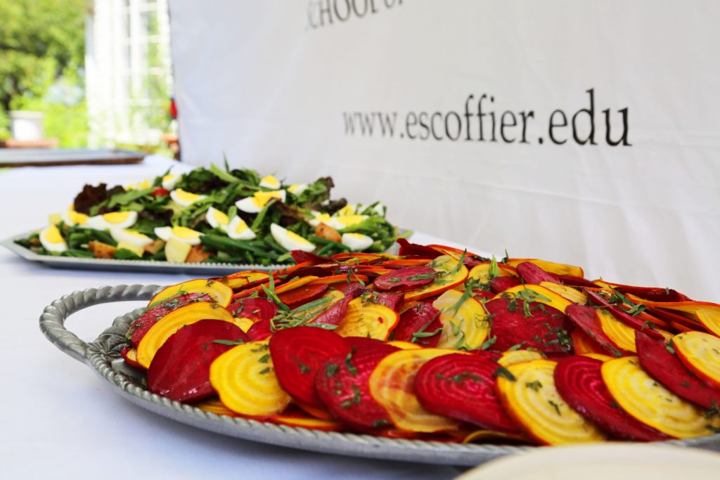 Raw beet carpaccio and a traditional nicoise salad. 