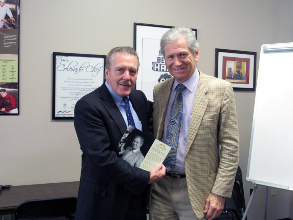 Founder of Escoffier Schools, Jack Larson, and Michel Escoffier, great grandson of chef Auguste Escoffier, visited the Boulder campus on Thursday, October 19, 2017.