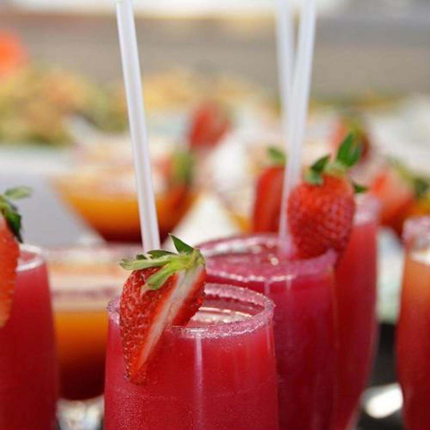 Strawberry mocktails in clear glasses