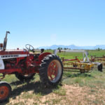 Red tractor on a farm outside of Boulder, Colorado