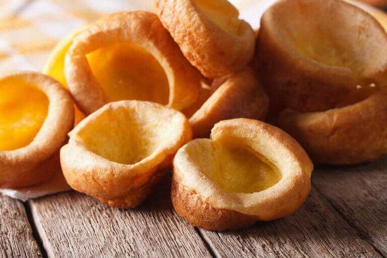 Close up of yorkshire pudding on a table