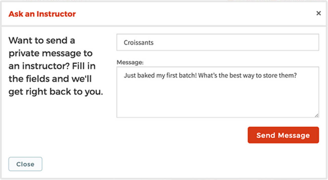 Send a private message to ask your instructor questions