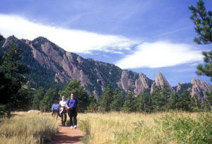 Boulder hikers in the flatirons
