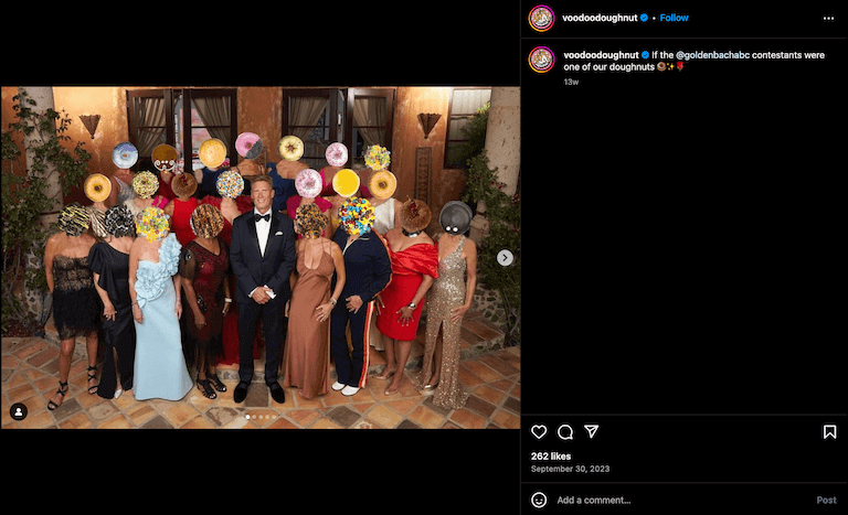 Screenshot of an Instagram post depicting the cast of a contemporary reality TV show as doughnuts.