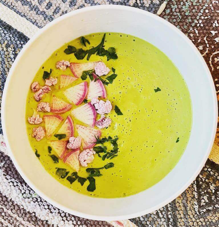 plated dish of parsley soup