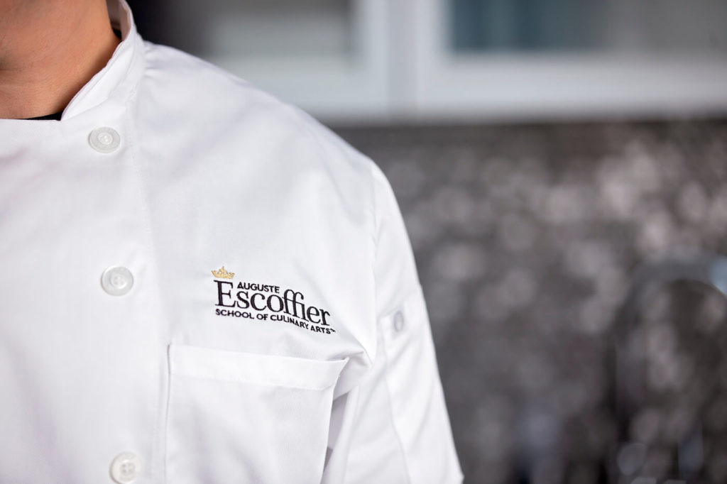 Auguste Escoffier School of Culinary Arts white chef's uniform