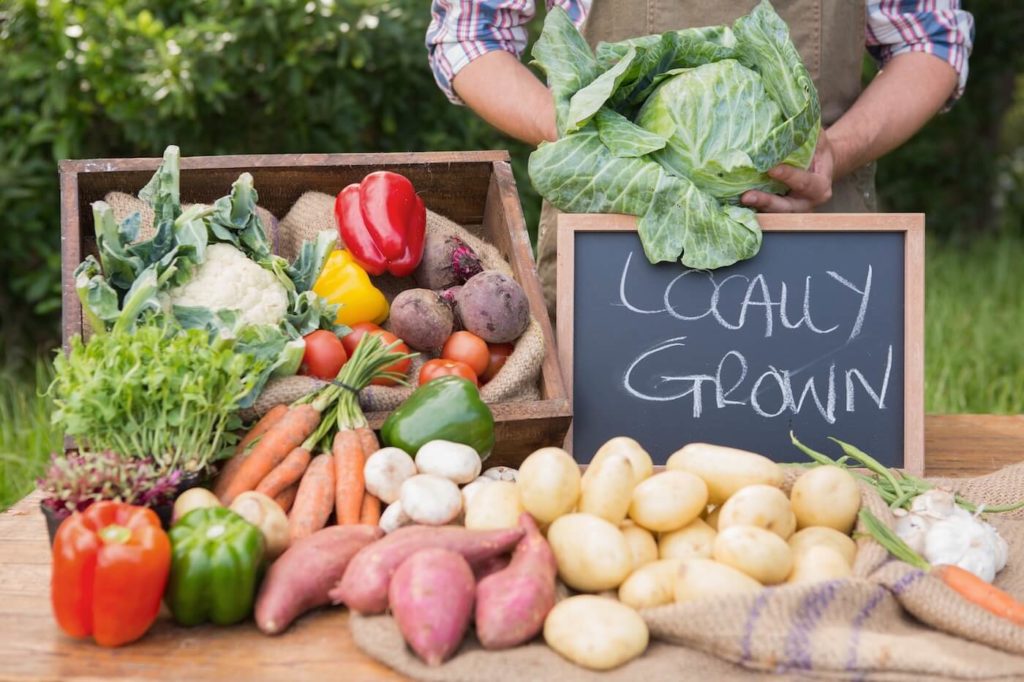 Farmer selling organic locally grown vegetables