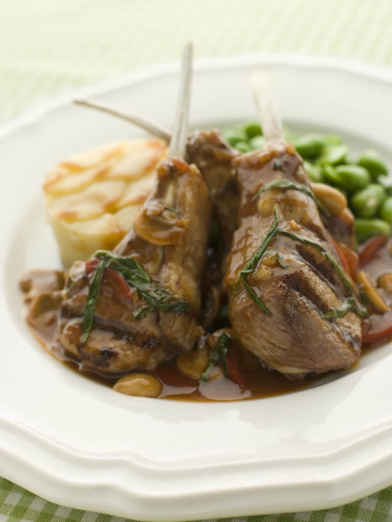 Grilled Lamb Cutlets Chasseur sauce