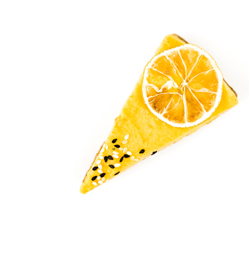 Piece of lemon pie with a slice of lemon on top