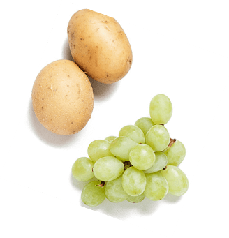 Potatoes and green grapes