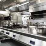 Large metal stainless steel commercial kitchen