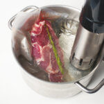 Sous vide meat in vacuum