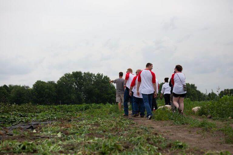 Escoffier students and staff walking Rustic Roads Farm