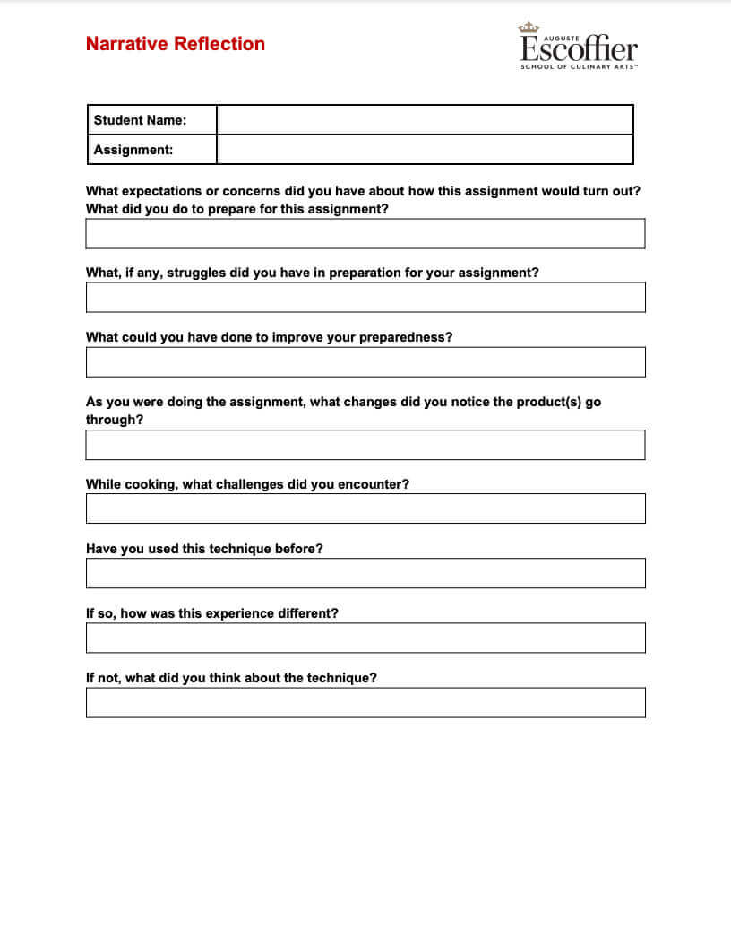 Narrative Reflection Worksheet