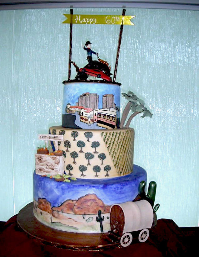 western themed layered birthday cake