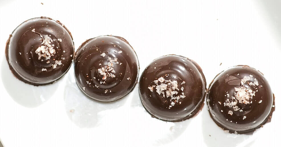 Salted Caramel Chocolates on a white plate