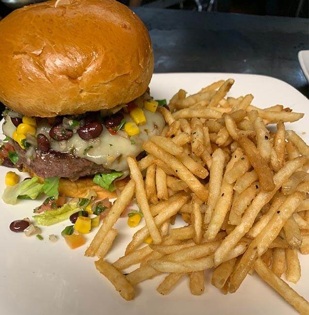 cheeseburger and fries