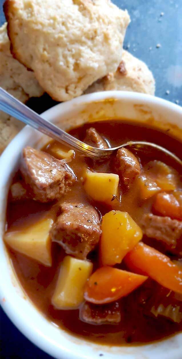 beef stew with biscuits