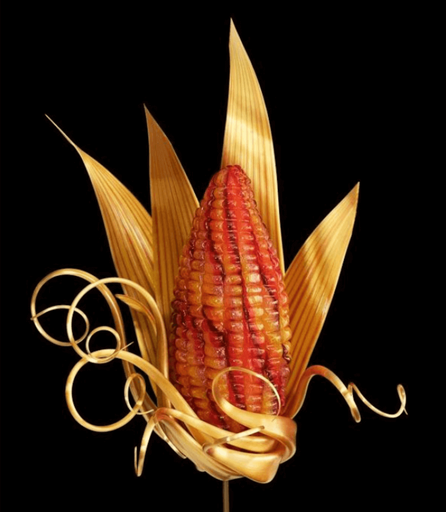An ear of corn made 100% of sugar, created by Chef Instructor and Certified Master Pastry Chef® Frank Volkommer.