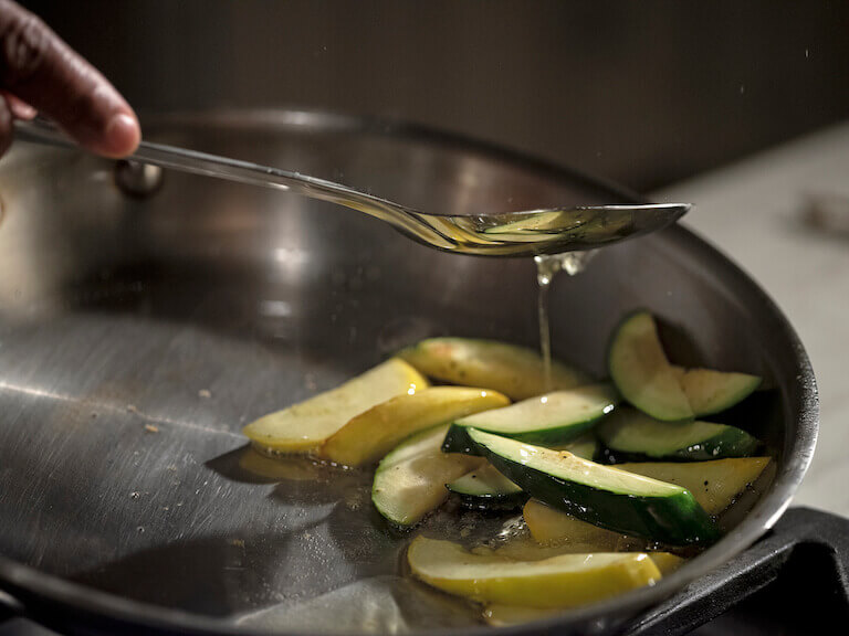 Basted Vegetables in a silver pan