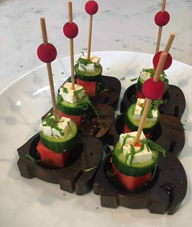 Pickled watermelon, cucumber and feta with Vietnamese mint dressing