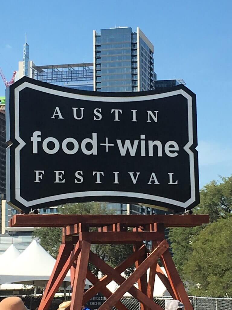 Austin food and wine festival sign