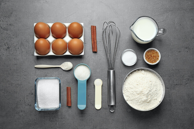 Flatlay composition with baking ingredients