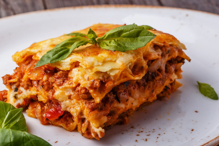 Lasagna with beef bolognese sauce