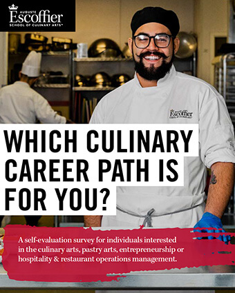 Is a Culinary or Pastry Career For You cover with a male student in an Escoffier classroom
