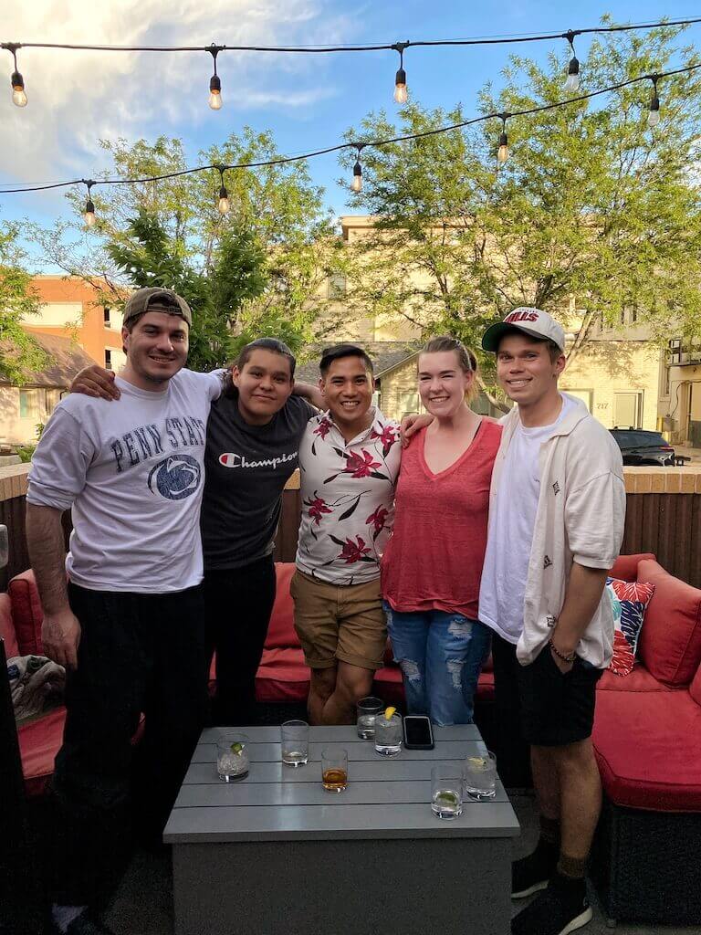 Escoffier students posing for a photo outside on a patio