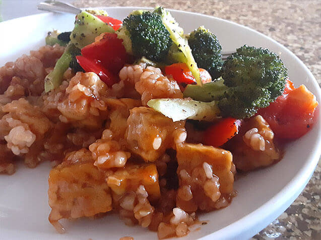 Sweet and Sour Tempeh with Stir Fried Vegetables