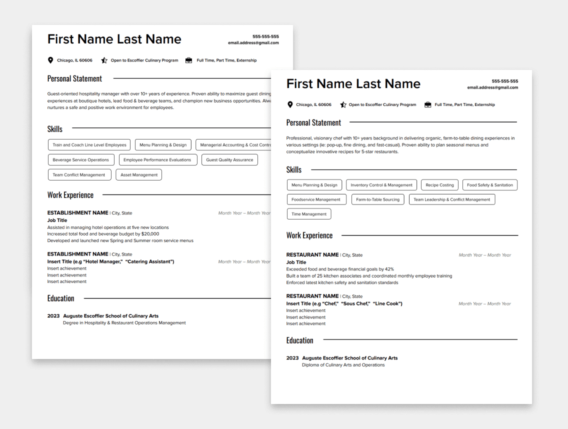 Image of 2 resume templates
