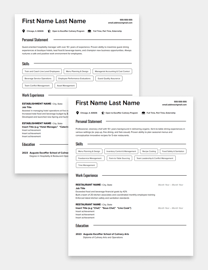 Image of 2 resume templates