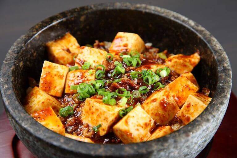 Mapo tofu in a stone bowl