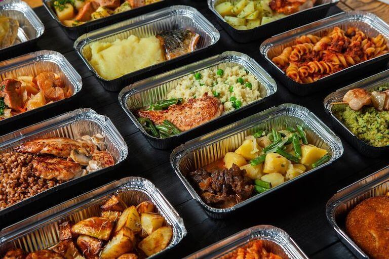 Take out meals in aluminum pans
