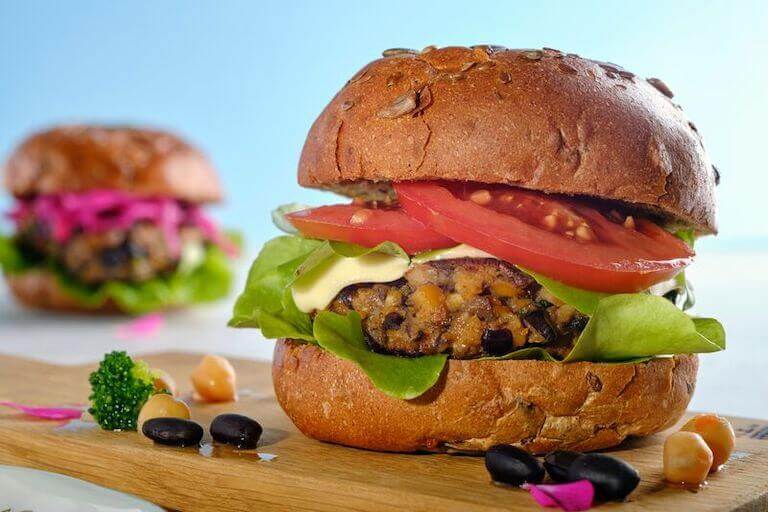 Veggie vegan portabello black bean chickpea burger