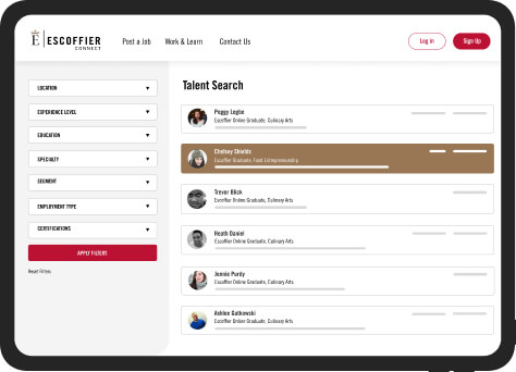 Career marketplace on an iPad screen