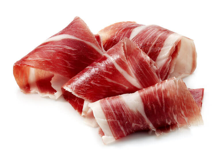 Slices of iberico ham