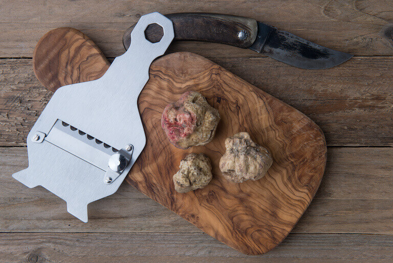 White truffle on a cutting board