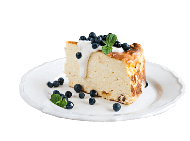 Cottage cheese baked pudding sour cream and blueberries