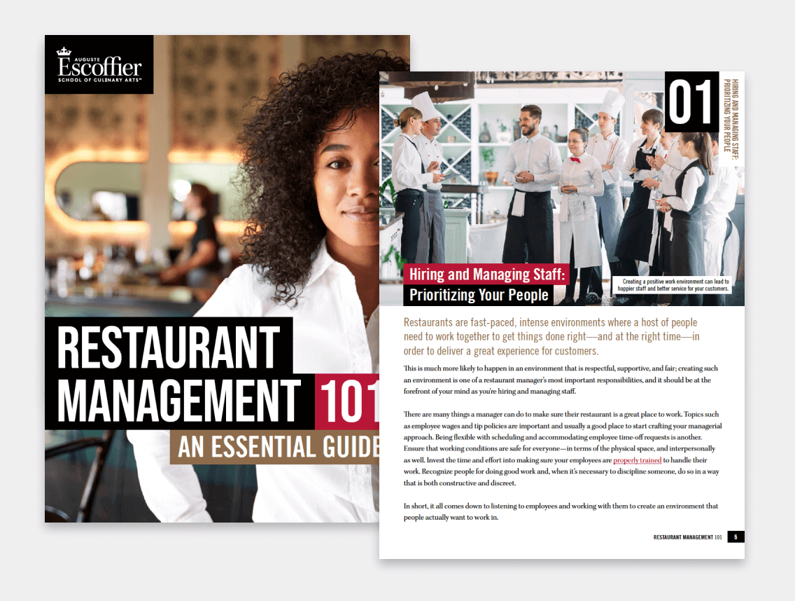Restaurant management 101 cover page and internal page screenshots