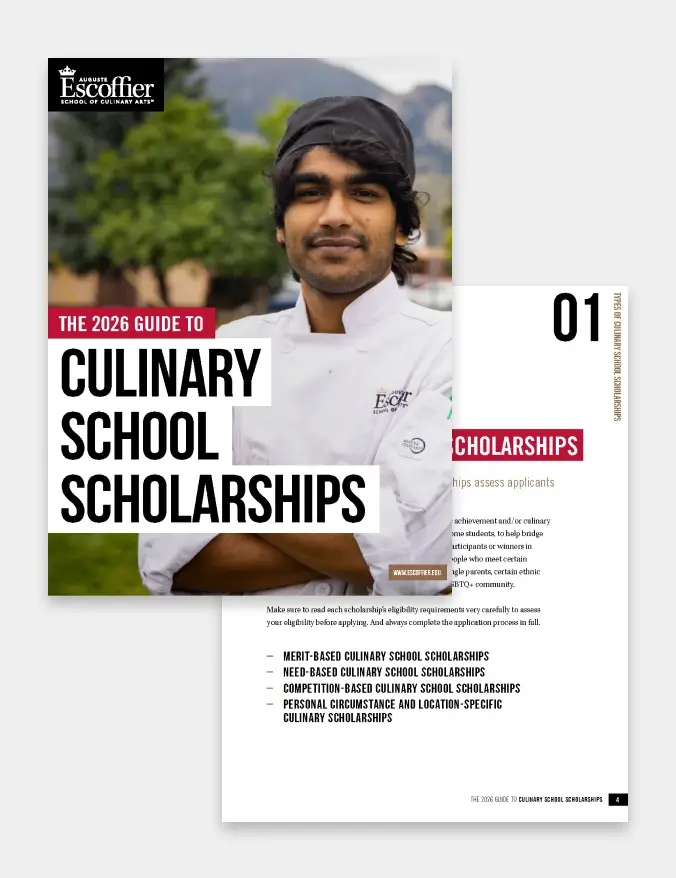 Escoffier culinary scholarships guide cover and internal page screenshots
