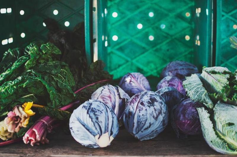 Small vegetables on table.