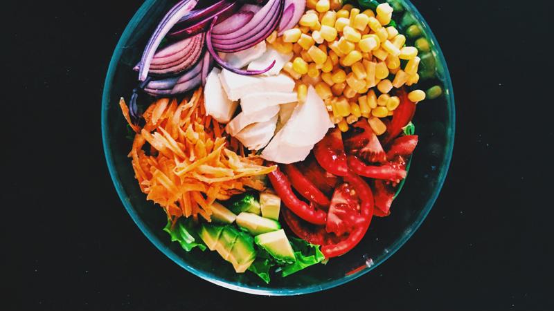 A lettuce-less salad in a large bowl.